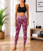 Ladies Activewear Tights-Maroon Shaded - StylePhase SA