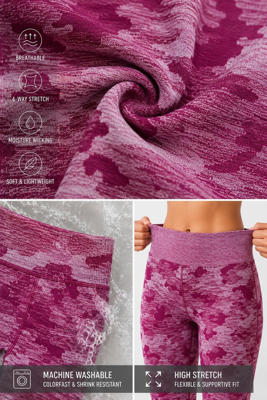 Ladies Activewear Tights-Maroon Shaded - StylePhase SA