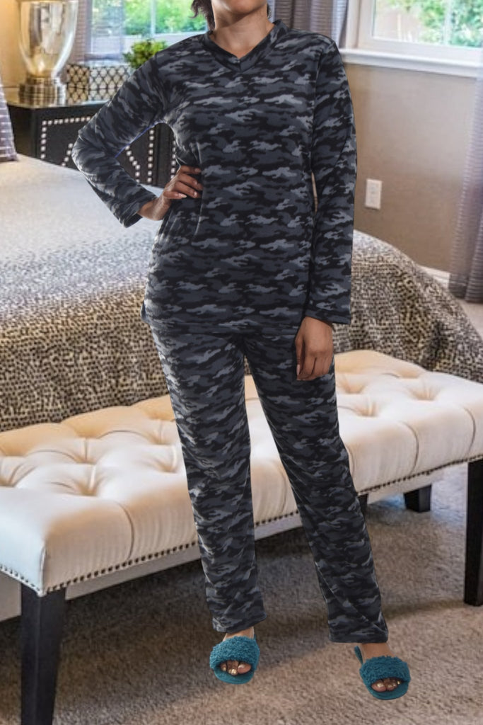 Ladies Army Grey Polar Fleece Pyjama Set - StylePhase SA