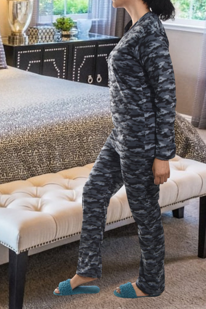 Ladies Army Grey Polar Fleece Pyjama Set - StylePhase SA