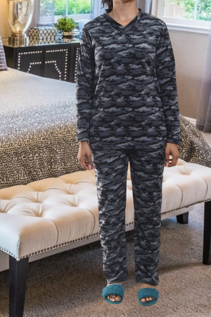 Ladies Army Grey Polar Fleece Pyjama Set - StylePhase SA