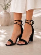 Ladies Ava Block Lace-up Ankle Tie Sandals - StylePhase SA