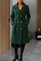 Ladies Avocado Green Line Double Breast Coat - StylePhase SA
