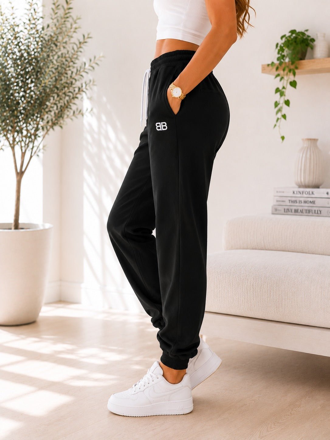 Ladies BB Black Cuff Track Pants - StylePhase SA