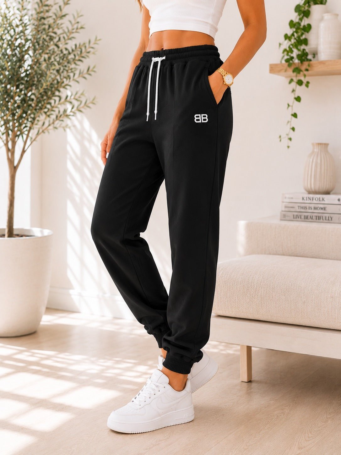 Ladies BB Black Cuff Track Pants - StylePhase SA