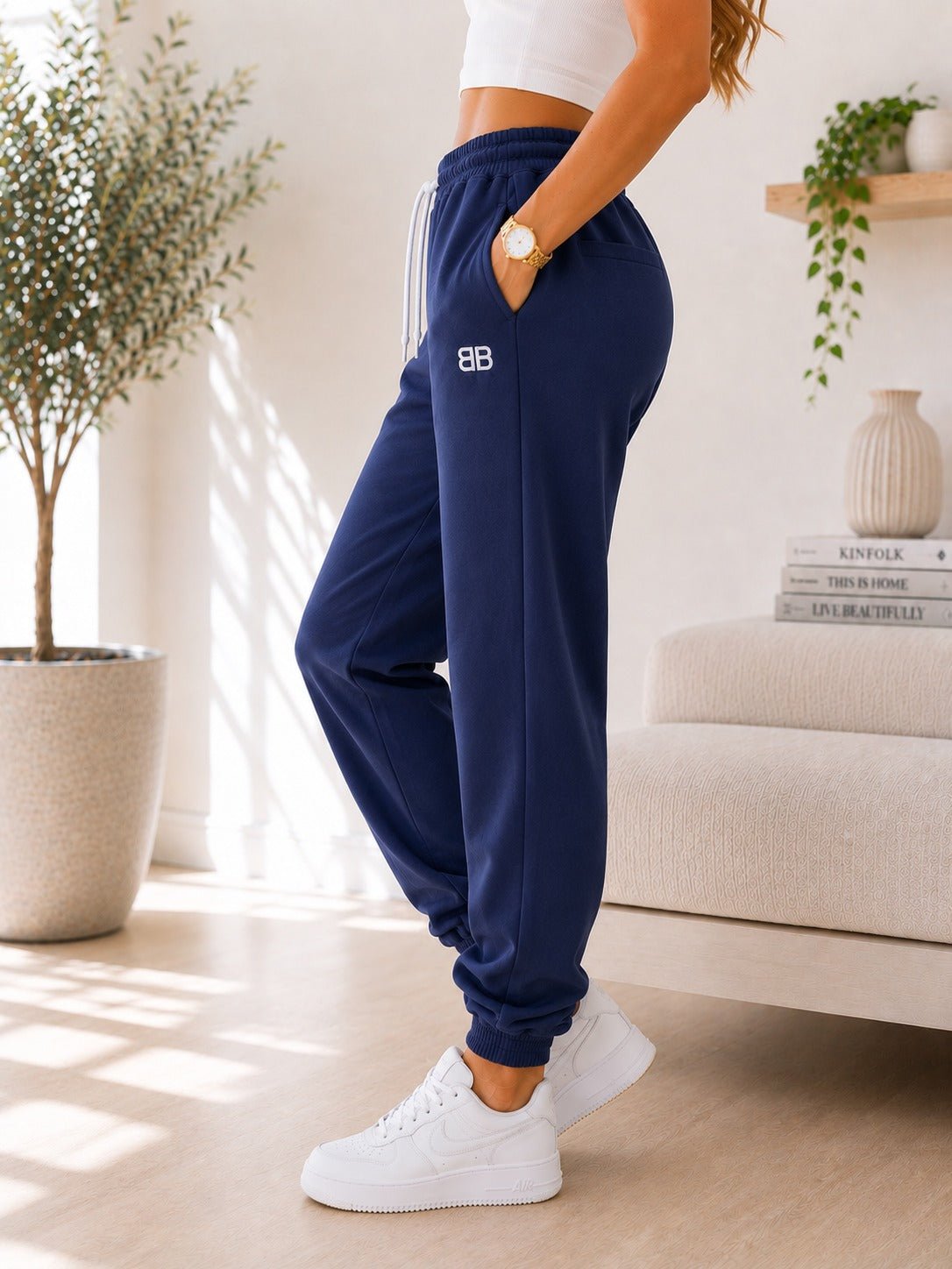 Ladies BB Navy Cuff Track Pants - StylePhase SA