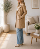 Ladies Beige 6 Button Melton Open Coat - StylePhase SA