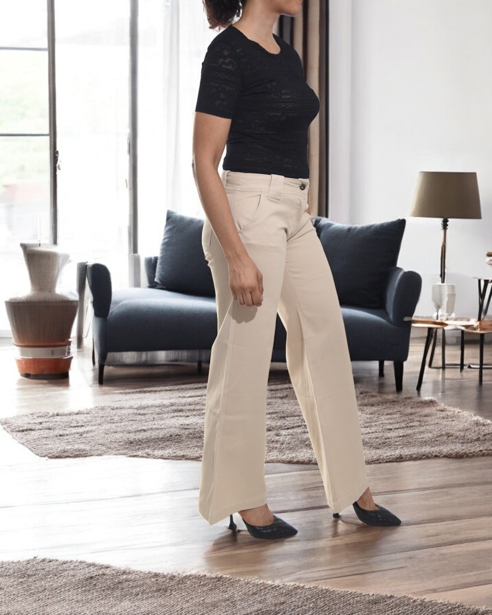 Ladies Beige Bootleg Jeans - StylePhase SA