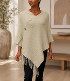 Ladies Beige Button Detailed Knit Poncho - StylePhase SA