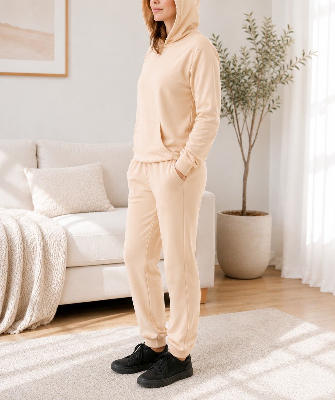 Ladies Beige Cuffed Knit Tracksuit Set - StylePhase SA