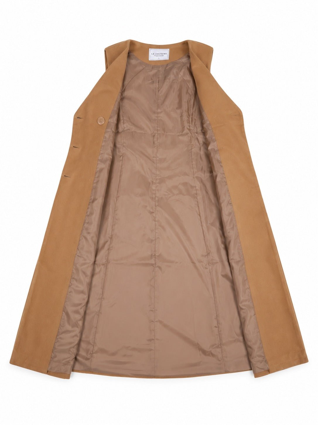Ladies Beige Double Breast Sleeveless Midi Dress - StylePhase SA