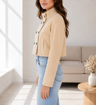 Ladies Beige Double Breasted Crop Jacket - StylePhase SA