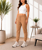 Ladies Beige Drawstring joggers - StylePhase SA
