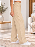 Ladies Beige Elastic Waist Pants - StylePhase SA