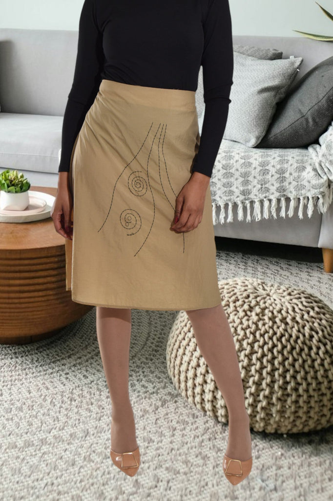 Ladies Beige Embroidered Skirt - StylePhase SA