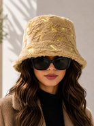 Ladies Beige Feather Embossed Bucket Hat - StylePhase SA