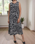 Ladies Beige Floral Crinkle Sleeveless Dress - StylePhase SA
