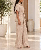 Ladies Beige Floral Print Two-Piece Set - StylePhase SA