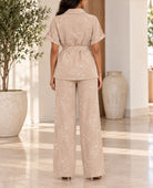 Ladies Beige Floral Print Two-Piece Set - StylePhase SA
