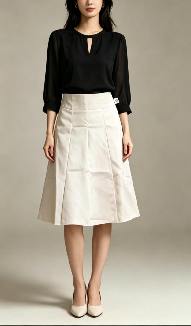Ladies Beige High waist Panel Skirt - StylePhase SA