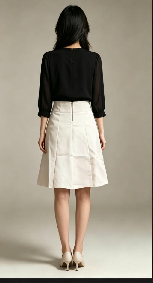Ladies Beige High waist Panel Skirt - StylePhase SA