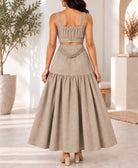 Ladies Beige Maxi Tier Two-Piece Set - StylePhase SA