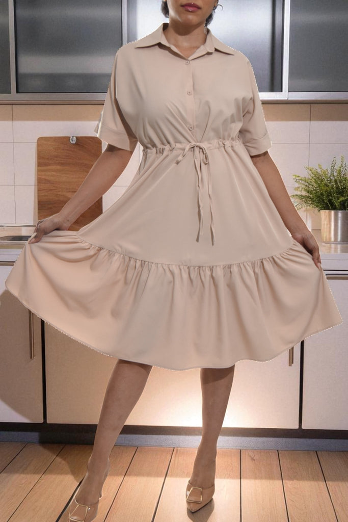 Ladies Beige Mini Pocket Dress - StylePhase SA