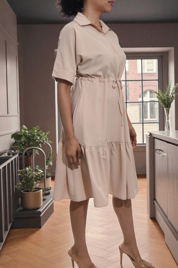 Ladies Beige Mini Pocket Dress - StylePhase SA