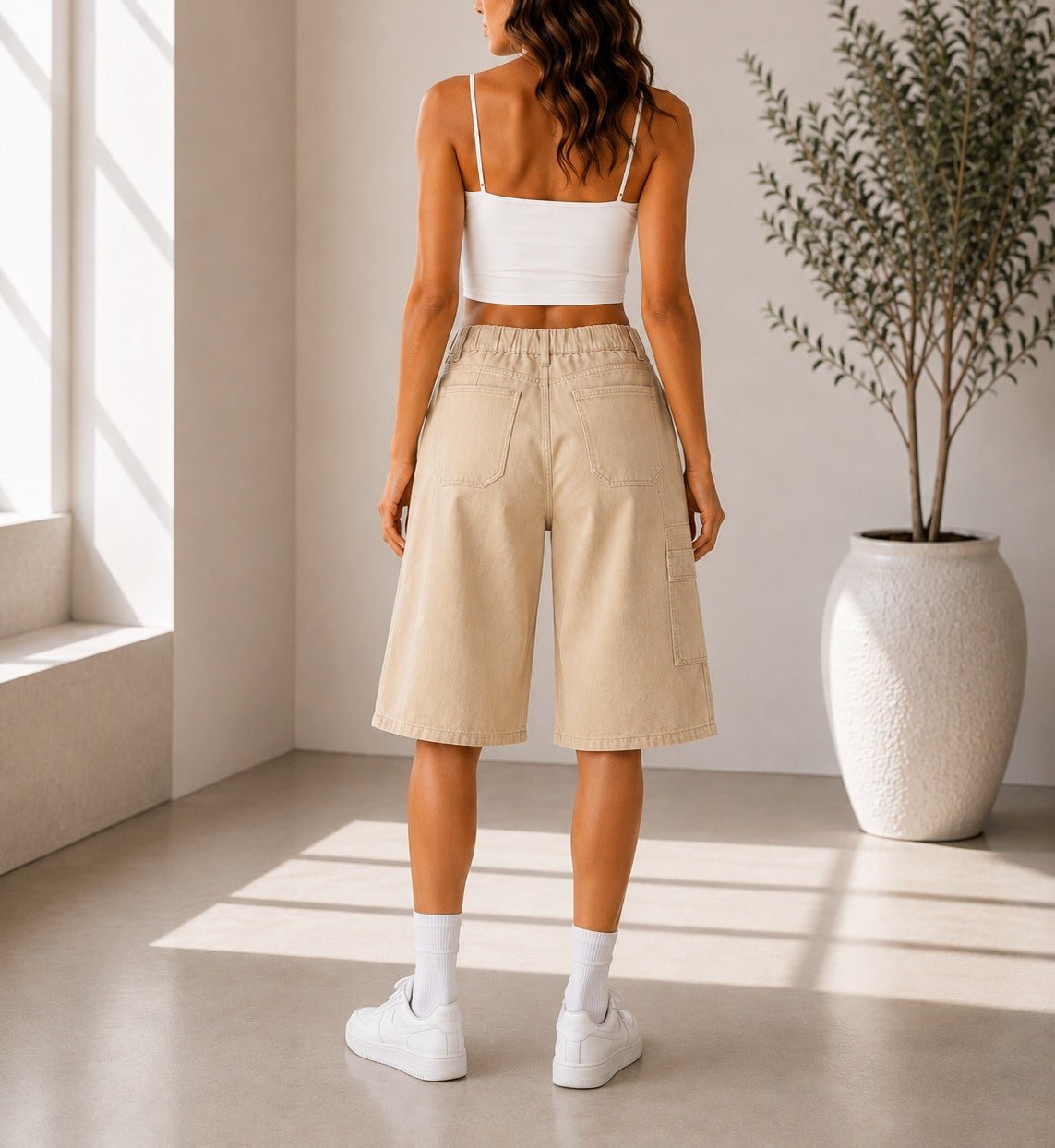 Ladies Beige New Feeling Denim Shorts - StylePhase SA