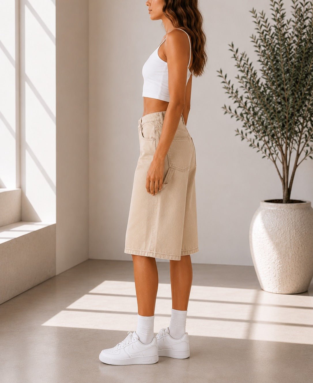 Ladies Beige New Feeling Denim Shorts - StylePhase SA