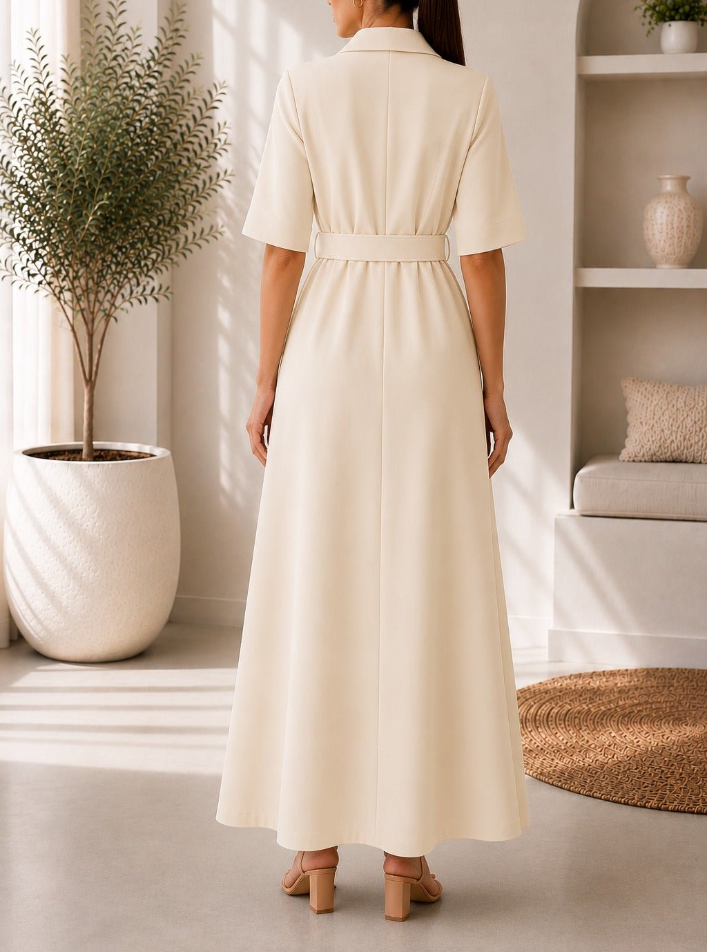 Ladies Beige New Feeling Double Breast Dress - StylePhase SA