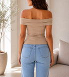Ladies Beige Off Shoulder New Feeling Top - StylePhase SA
