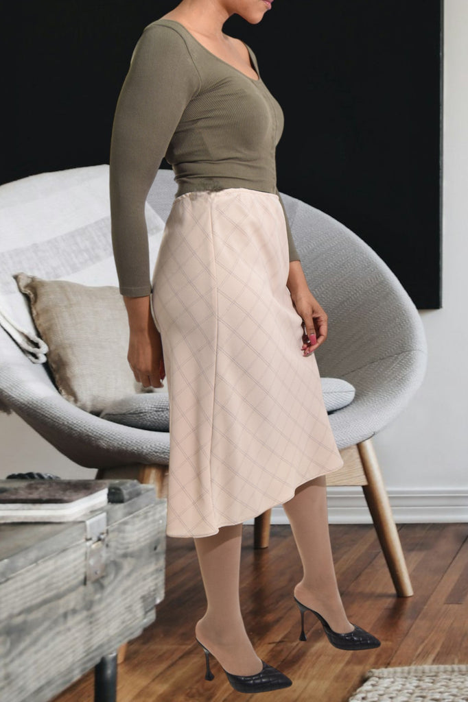 Ladies Beige Patterned Skirt - StylePhase SA