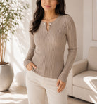 Ladies Beige Pearl Detail Top - StylePhase SA