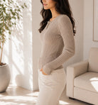 Ladies Beige Pearl Detail Top - StylePhase SA
