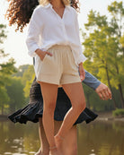 Ladies Beige Pocket Shorts - StylePhase SA