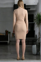 Ladies Beige Polo Neck Jersey Dress - StylePhase SA