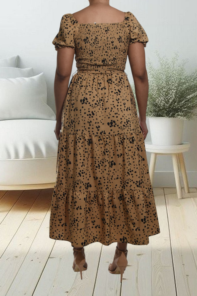 Ladies Beige Printed Pocket Dress - StylePhase SA