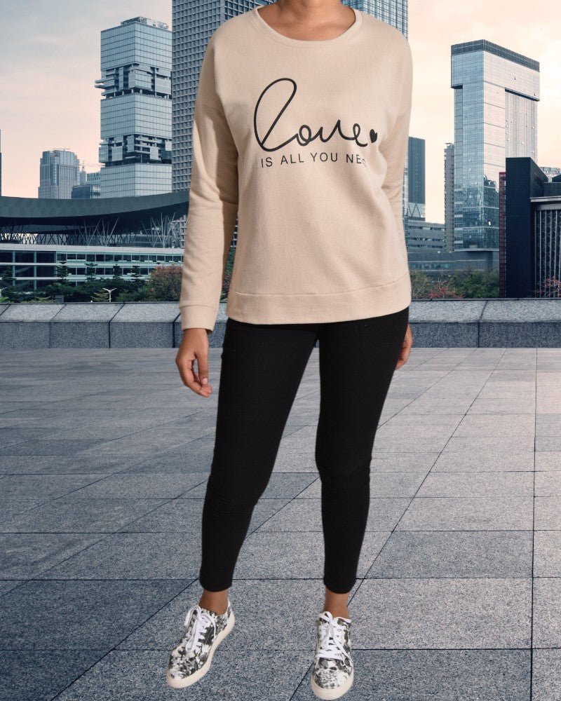 Ladies Beige Printed Sweater - StylePhase SA