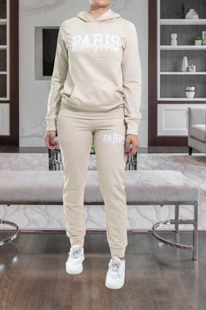 Ladies Beige Printed Tracksuit Set - StylePhase SA