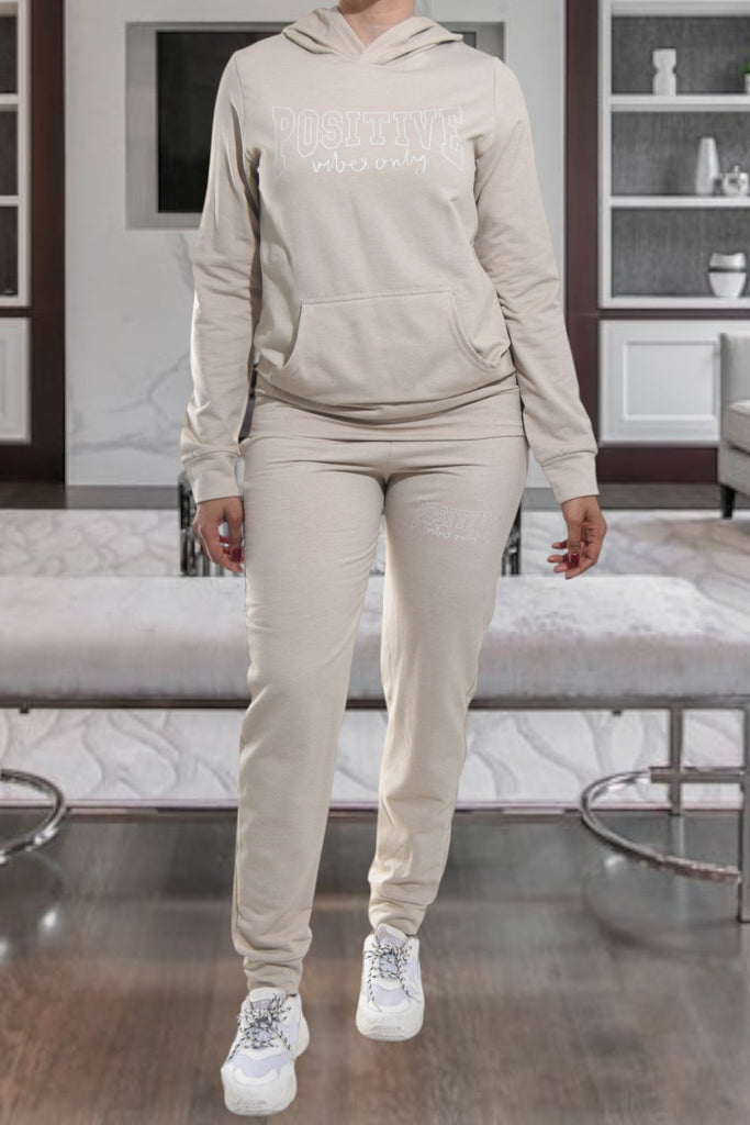 Ladies Beige Printed Tracksuit Set - StylePhase SA