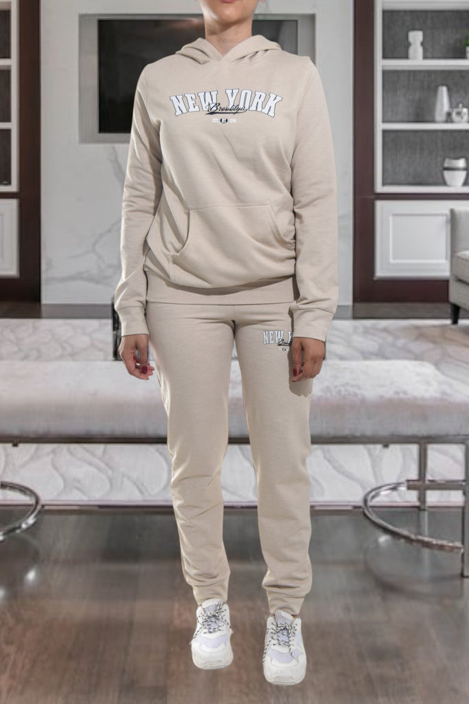 Ladies Beige Printed Tracksuit Set - StylePhase SA