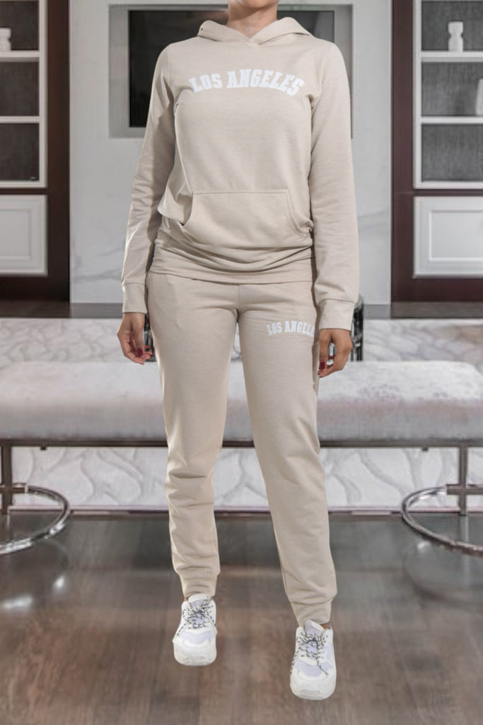 Ladies Beige Printed Tracksuit Set - StylePhase SA