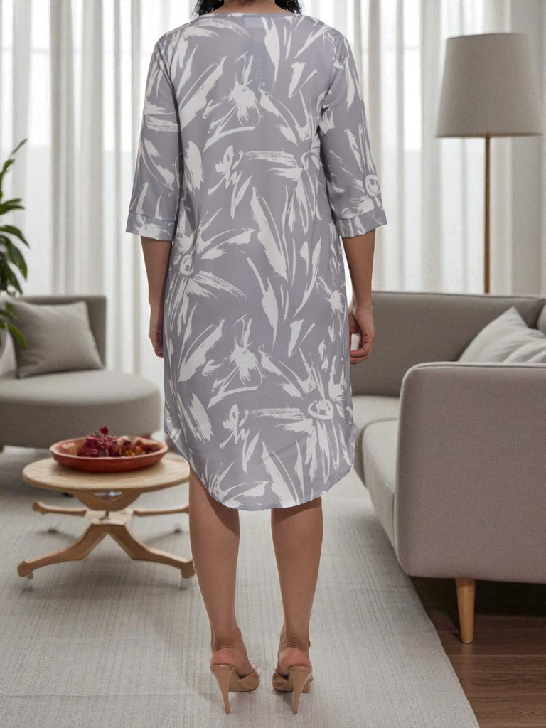 Ladies Beige Printed Tunic 3/4 Sleeve Dress - StylePhase SA