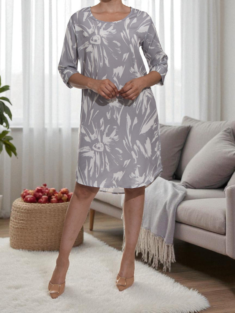 Ladies Beige Printed Tunic 3/4 Sleeve Dress - StylePhase SA