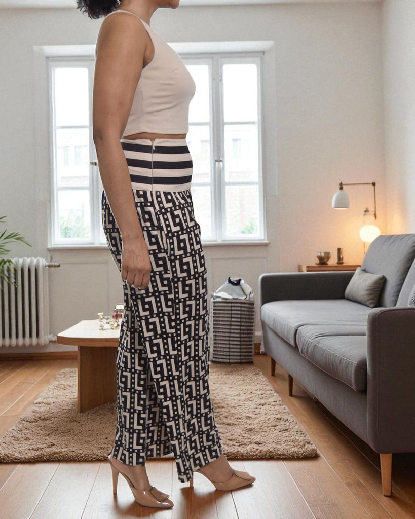 Ladies Beige Printed Two Piece - StylePhase SA
