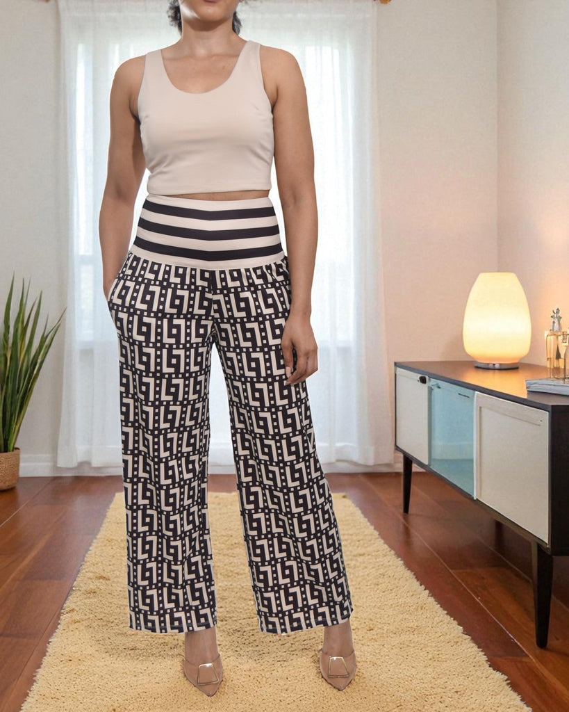 Ladies Beige Printed Two Piece - StylePhase SA