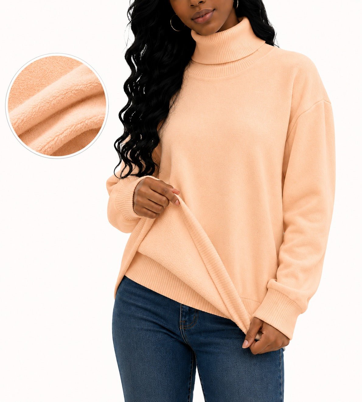 Ladies Beige Rib Polo Neck Top - StylePhase SA