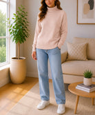 Ladies Beige Rib Polo Neck Top - StylePhase SA
