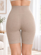 Ladies Beige Ribbed High Waist Tights - StylePhase SA